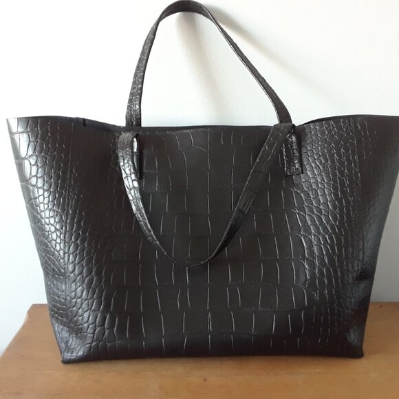 Kurt Geiger London Black Croc Embossed Leather Tote - Picture 3 of 16